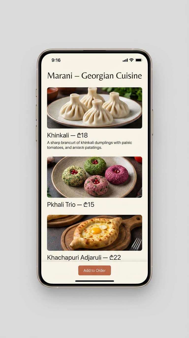 Digital menu preview